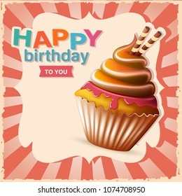 birthday card with cupcake. Eps10