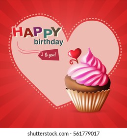 birthday card with cupcake. eps10