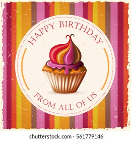 birthday card with cupcake. eps10