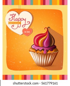 birthday card with cupcake. eps10
