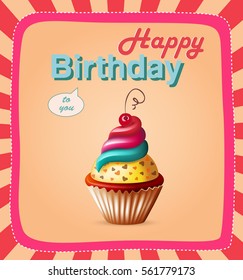 birthday card with cupcake. eps10