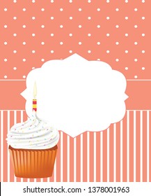 Birthday card with cupcake, vector