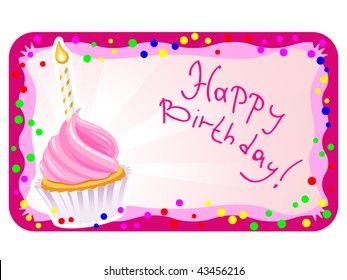 Birthday card with cupcake Vector