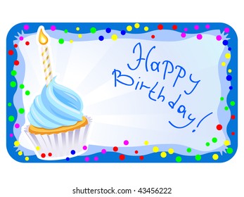 Birthday card with cupcake Vector