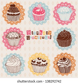 Birthday card with cupcakes.