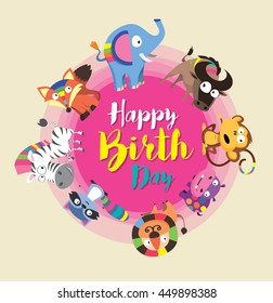 Birthday card with cute animal