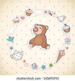 Birthday card with cute bear.