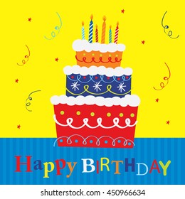 Birthday card with cute cake design