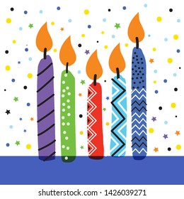 Birthday card with cute colorful candles