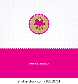 Birthday card with cute cupcake