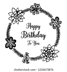 Birthday card with cute flowers vector illustration