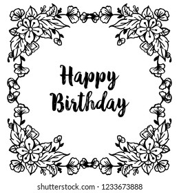 Birthday card with cute flowers vector illustration