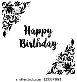 Birthday card with cute flowers vector illustration