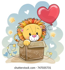 Birthday card with a Cute Lion and balloon