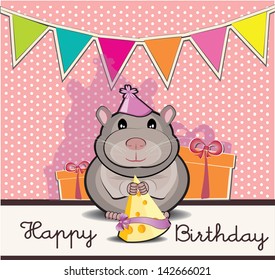 birthday card with cute little mouse