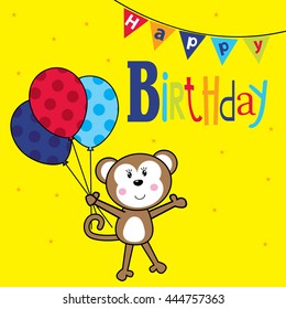 Birthday card with cute Monkey design