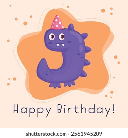 Birthday card with a cute monster