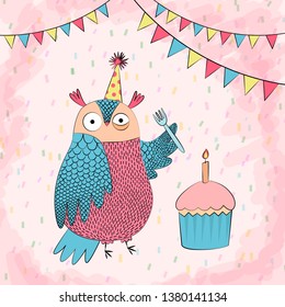 Birthday Card with Cute Owl
