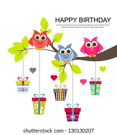 birthday card with cute owls