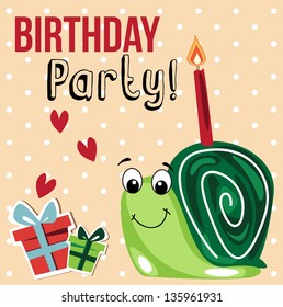 birthday card with cute snail