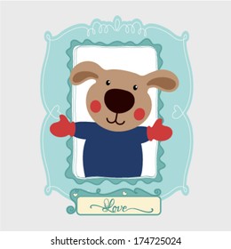 Birthday Card with cute teddy bear. Vector illustration