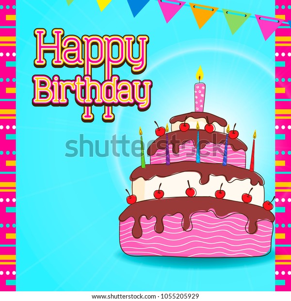 Birthday Card Design Birthday Cake Stock Vector (Royalty Free ...