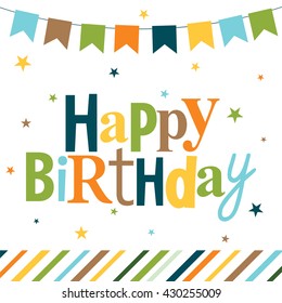 birthday card design with colorful banner perfect to celebrate your birthday party