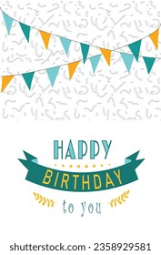 Birthday card design - Colorful flags decoration with calligraphic typing