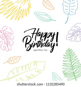 birthday card design. kids illustration design. line drawing. 