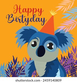birthday card design with a koala theme