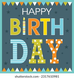 Diseño de tarjeta de cumpleaños con texto de cumpleaños 