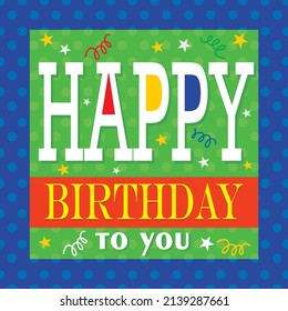 Birthday card design with birthday text and ornaments