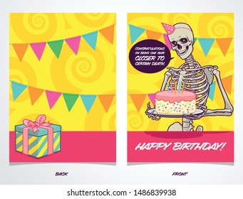 Birthday Card design withfunny  dark joke message in. 5"x7" scale.