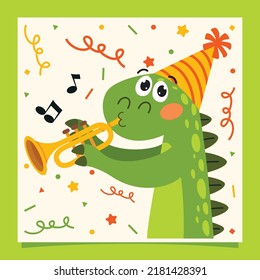 Birthday Card With Dinosaur Character