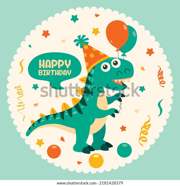 Birthday Card Dinosaur Character Stock Vector Royalty Free 2181428379 Shutterstock