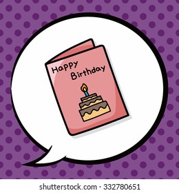 birthday card doodle, speech bubble