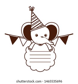 birthday card and elephant with hat party