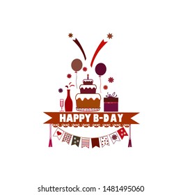 Birthday card with festive attributes.  Easy to use for card, banner, poster, sticker.
