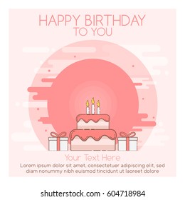 Birthday card flat design vector. Happy Birthday Background