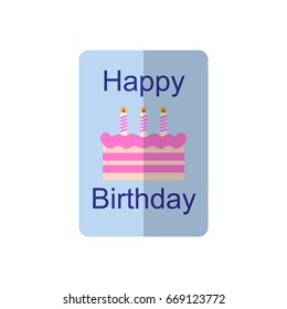Birthday card flat icon, filled vector sign, colorful pictogram isolated on white. Symbol, logo illustration. Flat style design