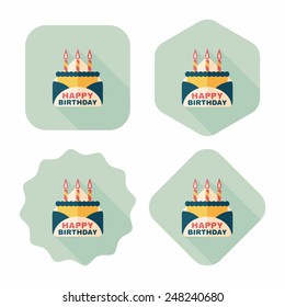 birthday card flat icon with long shadow,eps10