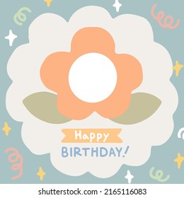 Birthday Card with Flower Face.