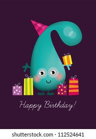 Birthday card, with funny alien