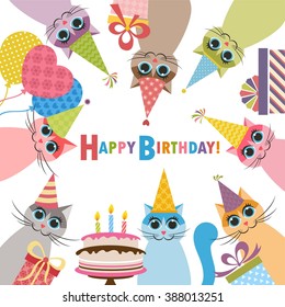 Birthday card with funny cats