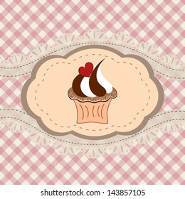 Birthday card with funny cupcake. Vector illustration