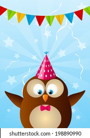 Birthday card with funny owl