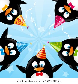 Birthday Card Funny Penguins Stock Vector (Royalty Free) 194378495 ...