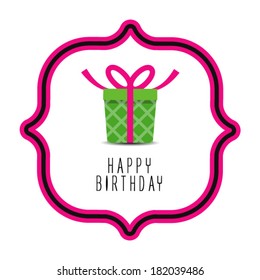 Birthday card with gift box. Vector illustration