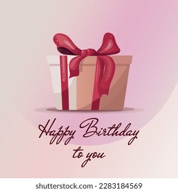 Birthday card with  gift box. Vector illustration. Lettering. Birthday party, celebration, congratulations, invitation concept.  Postcard, card, cover.