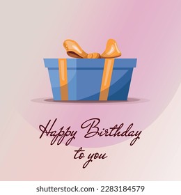 Tarjeta de cumpleaños con caja de regalo. Ilustración vectorial. Dejando. Fiesta de cumpleaños, celebración, felicitaciones, concepto de invitación.  Postal, tarjeta, portada.